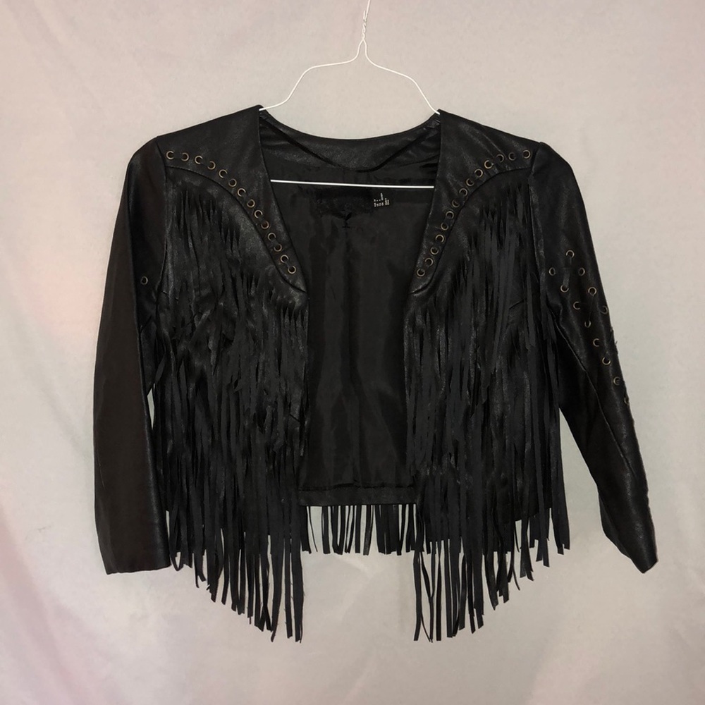H&M Crop Fringe Leather Jacket